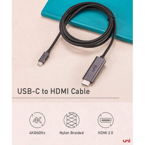  [아마존베스트]Uni USB C to HDMI Cable(4K@60Hz), uni USB Type-C to HDMI Cable [Thunderbolt 3 Compatible] for MacBook Pro 2018/2017, MacBook Air/iPad Pro 2018, Surface Book 2, Samsung S10, and More -