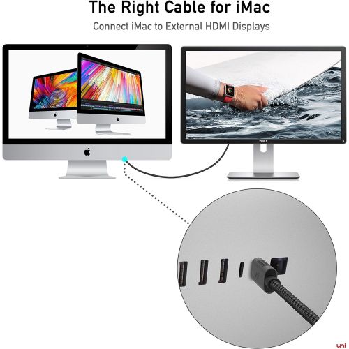  [아마존베스트]Uni USB C to HDMI Cable(4K@60Hz), USB Type-C to HDMI Cable [Thunderbolt 3 Compatible] for MacBook Pro 2018/2017, MacBook Air/iPad Pro 2018, Surface Book 2, Samsung Galaxy S10, and More