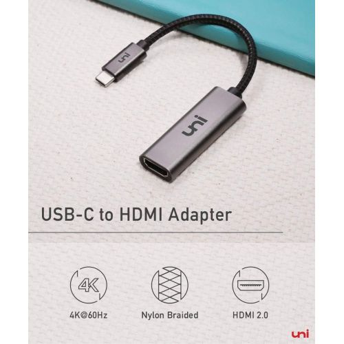  [아마존베스트]Uni USB C to HDMI Adapter (4K@60Hz), uni USB Type-C to HDMI Adapter [Thunderbolt 3 Compatible] for MacBook Pro 2018/2017, MacBook Air/iPad Pro 2018, Samsung Galaxy S10/S9, Surface Book