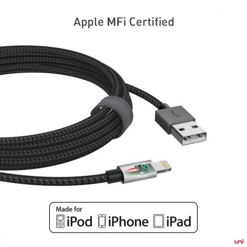  [아마존 핫딜]  [아마존핫딜]Uni Lightning-Kabel, Nylon geflochten [Apple MFi-Zertifizierung], uni Lightning-zu-USB-A-Kabel, angeschlossen Ein einzigartiger Schrumpfschlauch, kompatibel mit iPhone XS Max/XS/XR/X,