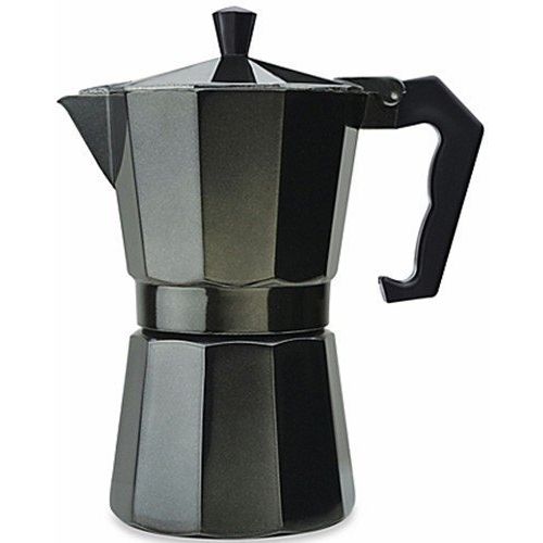  Uni Aluminum 3 Cup Espresso Maker Designer Black