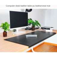 Uni Non-Slip Soft Leather Surface Office Desk Mouse Mat Pad with Full Grip Fixation Lip Table Blotter Protector 35.4”x 15.8 Leather Mat Edge-Locked（Black）