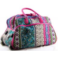 Uni Collections 21-Inch Wheeled Duffle Bag (Bohomenian Patch Print-Pink)