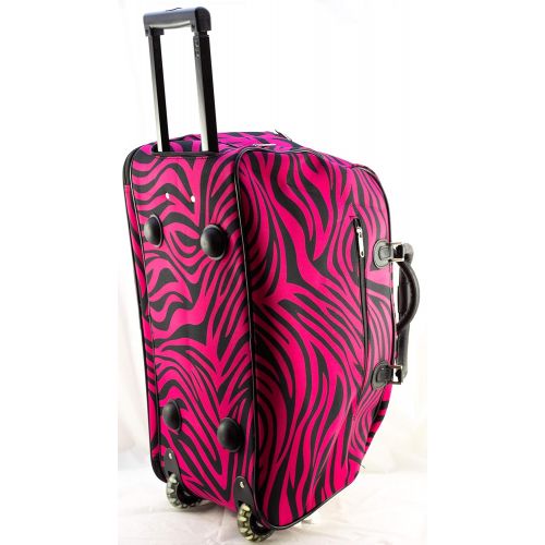  Uni Collections 21-Inch Wheeled Duffle Bag (Chevron Pink White)