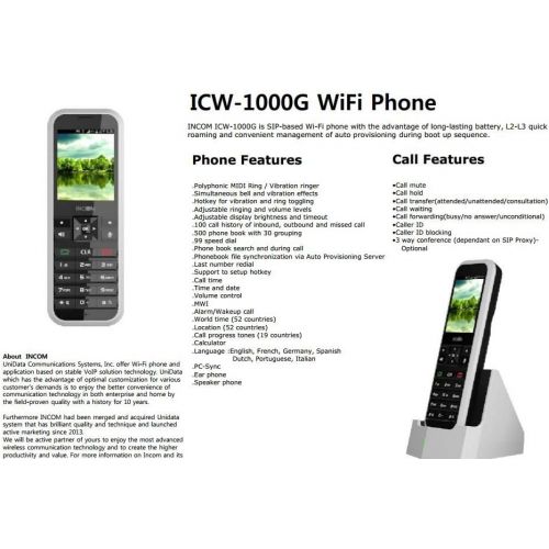  UniData WPU-7800 is SIP-based Wi-Fi Voip phone (Incom-ICW-1000G)