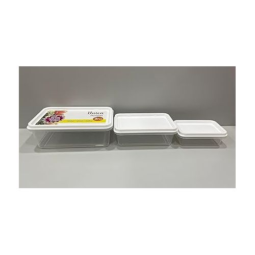  Unica Food Storage Container with Airtight Lid, Stackable Storage Boxes for Cereal, Snacks, BPA-Free, Microwave, Dishwasher & Freezer Safe, Set of 3, White, 7, 14, 18 oz, 4.5x4.5x2.51 in