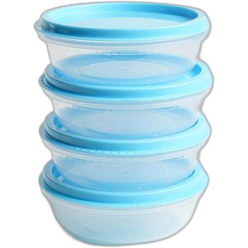  Unica Round Food Container, BPA-free Microwave Bowls with Lids, Airtight Container, Stackable Bowl Set, Freezer-safe, Dishwasher Safe, Set of 4, 8 oz, 4.56x4.56x1.61 in