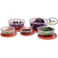 Unica Round Food Container, BPA-free Microwave Bowls with Lids, Airtight Container, Stackable Mixing Bowl Set, Freezer & Dishwasher Safe, Set of 5, 8, 15, 26, 39, 59 oz, 7.68x7.68x3.48 in