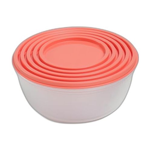  Unica Round Food Container, BPA-free Microwave Bowls with Lids, Airtight Container, Stackable Mixing Bowl Set, Freezer & Dishwasher Safe, Set of 5, 8, 15, 26, 39, 59 oz, 7.68x7.68x3.48 in