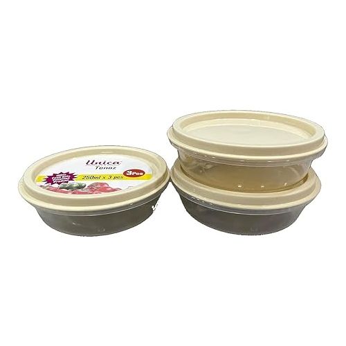  Unica Round Food Container, BPA-free Microwave Bowls with Lids, Airtight Container, Stackable Mixing Bowl Set, Freezer-safe, Dishwasher Safe, Set of 3, 8 oz, 4.56x4.56x1.61 in