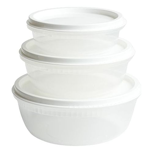  Unica Round Food Container, BPA-free Microwave Bowls with Lids, Airtight Container, Stackable Bowl Set, Freezer-safe, Dishwasher Safe, Set of 3, 7, 15, 18 oz, 6.12x6.12x2.54 in