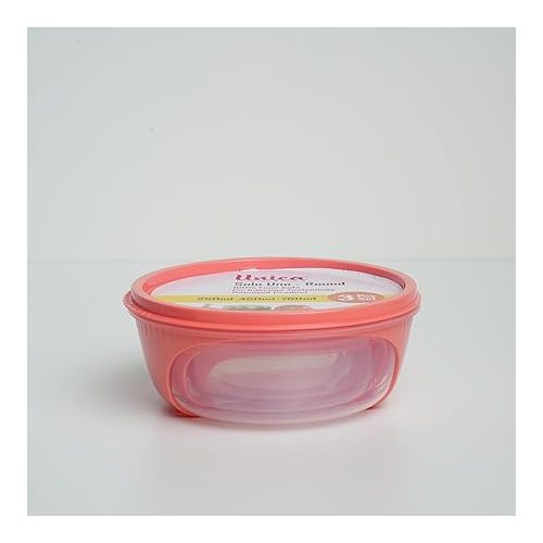  Unica Round Food Container Set, BPA-free Microwave Bowls with Lids, Airtight Container Serving, Stackable Freezer-safe, Dishwasher Safe, Set of 3, Coral, 7, 15, 18 oz, 6.12x6.12x2.54 in