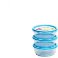 Unica Round Food Container, BPA-free Microwave Bowls with Lids, Airtight Container, Stackable Mixing Bowl Set, Freezer & Dishwasher Safe, Set of 3, Blue