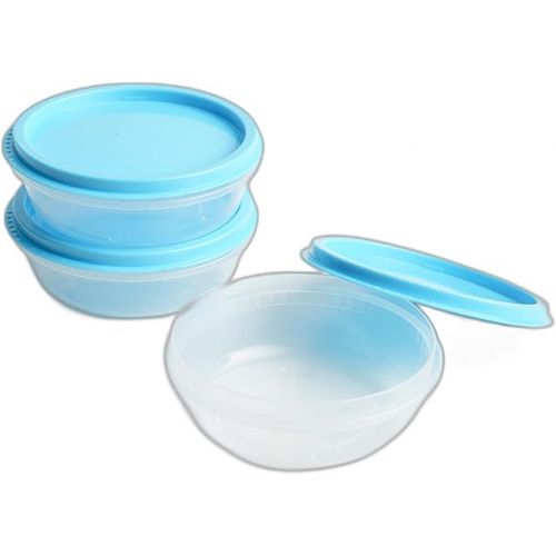  Unica Round Food Container, BPA-free Microwave Bowls with Lids, Airtight Container, Stackable Mixing Bowl Set, Freezer & Dishwasher Safe, Set of 3, Blue