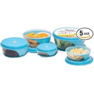 Unica Round Food Container, BPA-free Microwave Bowls with Vent Lids, Airtight Container, Stackable Non-toxic, Freezer-safe, Dishwasher Safe, Set of 5, 8, 15, 26, 39, 59 oz, 7.69x7.69x3.66 in