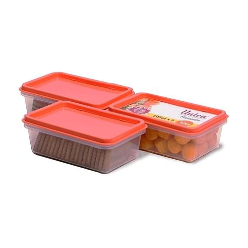  Unica Food Storage Container with Airtight Lid, Stackable Storage Boxes for Cereal, Snacks, BPA-Free, Microwave, Dishwasher & Freezer Safe, Set of 3, Coral, 7, 14, 18 oz, 4.5x4.5x2.51 in