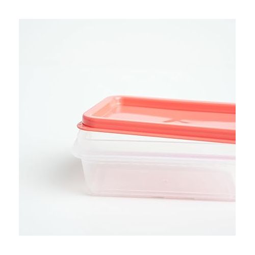  Unica Food Storage Container with Airtight Lid, Stackable Storage Boxes for Cereal, Snacks, BPA-Free, Microwave, Dishwasher & Freezer Safe, Set of 3, Coral, 7, 14, 18 oz, 4.5x4.5x2.51 in