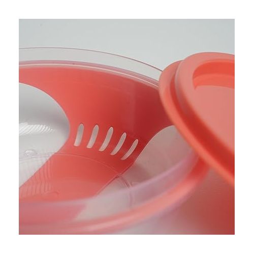  Unica Round Food Storage Containers with Lids, Microwavable & Airtight, Freezer-safe Containers for Pantry, BPA-free and Dishwasher Safe Meal Prep Container Set of 3, Coral, 15 oz, 5.34x5.34x2.07 in