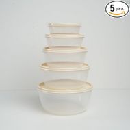 Unica Round Food Container, BPA-free Microwave Bowls with Lids, Airtight Container, Stackable Bowl Set, Freezer-safe, Dishwasher Safe, Set of 5, 8, 15, 26, 39, 59 oz, 7.68x7.68x3.48 in