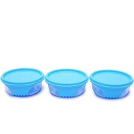Unica Round Food Container, BPA-free Microwave Bowls with Lids, Airtight Container Serving, Stackable Mixing Bowl Set, Freezer & Dishwasher Safe, Set of 3, Blue, 8 oz, 4.56x4.56x1.61 in