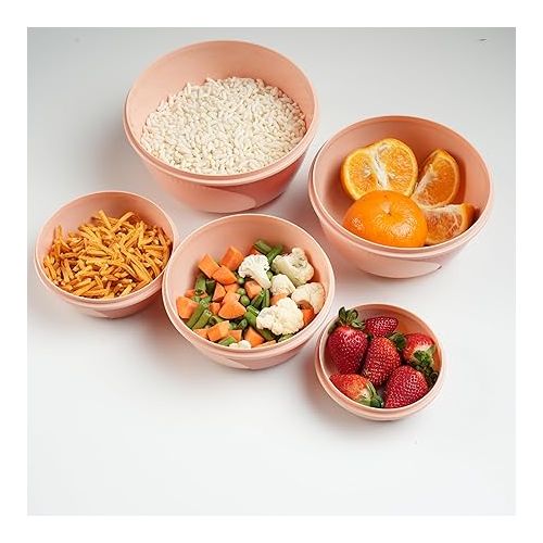  Unica Round Food Container, BPA-free Microwave Bowls with Vent Lids, Airtight Container, Stackable Bowl Set, Freezer-safe, Dishwasher Safe, Set of 5, 8, 15, 26, 39, 59 oz, 7.69x7.69x3.66 in