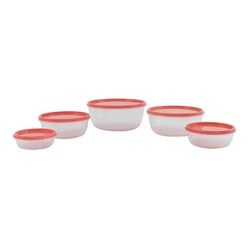  Unica Round Food Storage Container, BPA-free Microwave Bowls with Lids, Airtight, Stackable Mixing Bowl Set, Freezer & Dishwasher Safe, Set of 5, 8, 15, 26, 39, 59 oz, 7.68x7.68x3.48 in