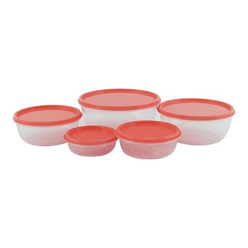 Unica Round Food Storage Container, BPA-free Microwave Bowls with Lids, Airtight, Stackable Mixing Bowl Set, Freezer & Dishwasher Safe, Set of 5, 8, 15, 26, 39, 59 oz, 7.68x7.68x3.48 in