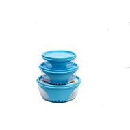 Unica Round Food Container, BPA-free Microwave Bowls with Lids, Airtight Container Serving, Stackable Mixing Bowl Set, Freezer & Dishwasher Safe, Set of 3, Blue, 16 oz, 6.12x6.12x2.54 in