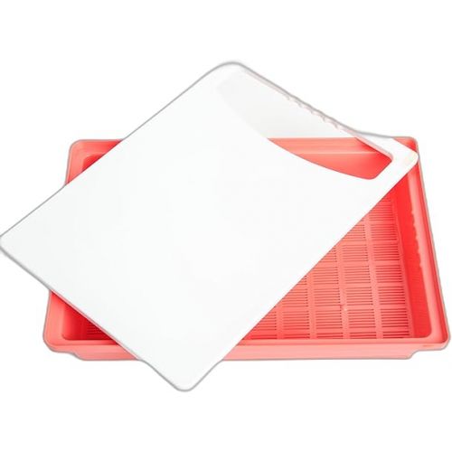  UNICA Multi-function Cutting Board, Over Sink Cutting Board with Strainer, Multi-Use with Non-slip Base for Meat, Fruits, Veggies, Indoor Outdoor Prep Deck, Coral, 13.11x9.13x2.43 in