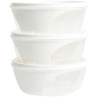 Unica Round Food Container, BPA-free Microwave Bowls with Lids, Airtight Container Serving, Stackable Mixing Bowl Set, Freezer & Dishwasher Safe, Set of 3, White, 16 oz, 6.12x6.12x2.54 in