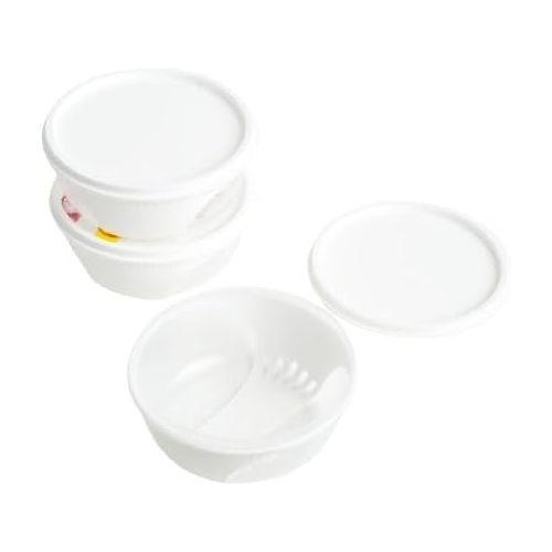  Unica Round Food Container, BPA-free Microwave Bowls with Lids, Airtight Container Serving, Stackable Mixing Bowl Set, Freezer & Dishwasher Safe, Set of 3, White, 16 oz, 6.12x6.12x2.54 in