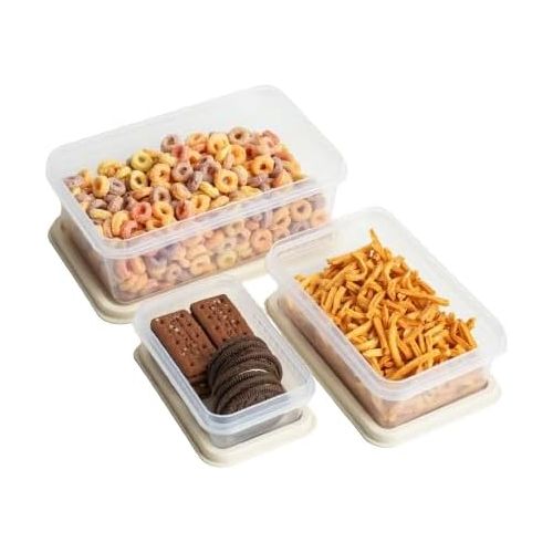  Unica Food Storage Container with Airtight Lid, Stackable Storage Boxes for Cereal, Snacks, BPA-Free, Microwave, Dishwasher & Freezer Safe, Set of 3, 7, 14, 18 oz, 4.5x4.5x2.51 in