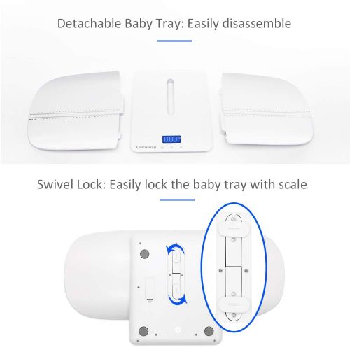  [아마존 핫딜] Unicherry Baby Scale, Multi-Function Digital Baby Scale with Free Growth Chart to Measure Your Baby, Pets Weight Accurately. 3 Weighing Modes, Holding Function, Blue Backlight, Height Tray