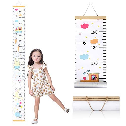  Unicherry Wall Growth Chart, Canvas and Wood Growth Chart for Kids, Perfect Wall Decor Piece for Kids Room, Baby Room, Nursery, Bedroom, Height Measurement Ruler for Children