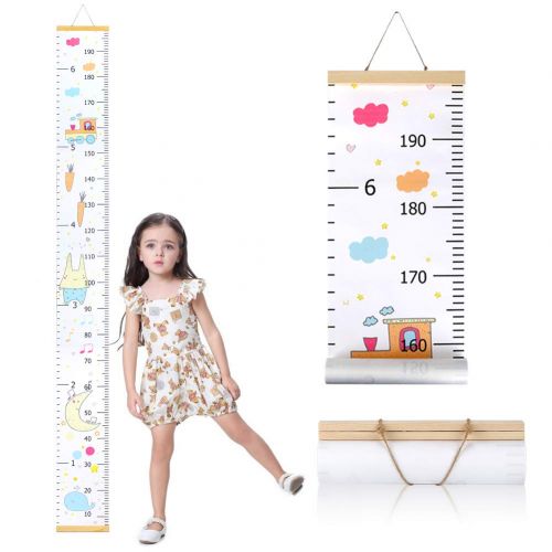 Unicherry Wall Growth Chart, Canvas and Wood Growth Chart for Kids, Perfect Wall Decor Piece for Kids Room, Baby Room, Nursery, Bedroom, Height Measurement Ruler for Children