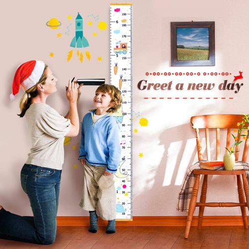  Unicherry Wall Growth Chart, Canvas and Wood Growth Chart for Kids, Perfect Wall Decor Piece for Kids Room, Baby Room, Nursery, Bedroom, Height Measurement Ruler for Children