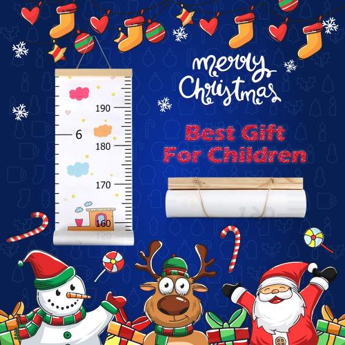  Unicherry Wall Growth Chart, Canvas and Wood Growth Chart for Kids, Perfect Wall Decor Piece for Kids Room, Baby Room, Nursery, Bedroom, Height Measurement Ruler for Children