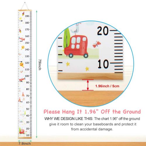  Unicherry Wall Ruler Growth Chart Wood and Canvas | Baby Growth Chart for Boys and Girls | Space-Inspired Cartoon Patterns | Ready to Hang | 79 Inches x 7.9 Inches | Great for Nurseries, Bed