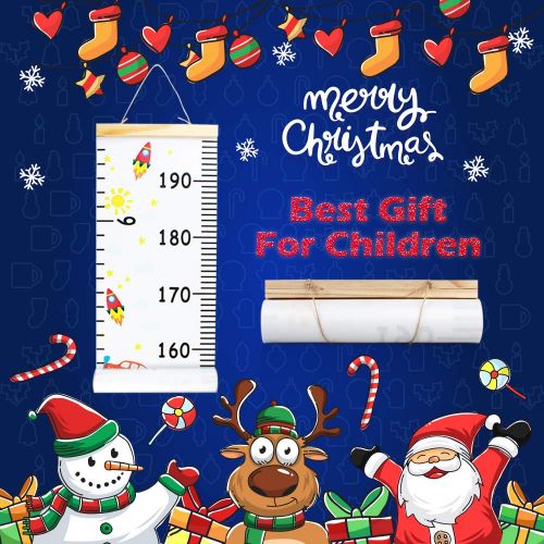  Unicherry Wall Ruler Growth Chart Wood and Canvas | Baby Growth Chart for Boys and Girls | Space-Inspired Cartoon Patterns | Ready to Hang | 79 Inches x 7.9 Inches | Great for Nurseries, Bed