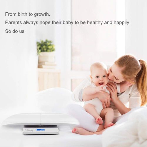  Unicherry Baby Scale, Multi-Function Digital Baby Scale with Free Growth Chart to Measure Your Baby, Dogs, Cats, Adults Weight Accurately, with 3 Weighing Modes, Holding Function, Blue Backl