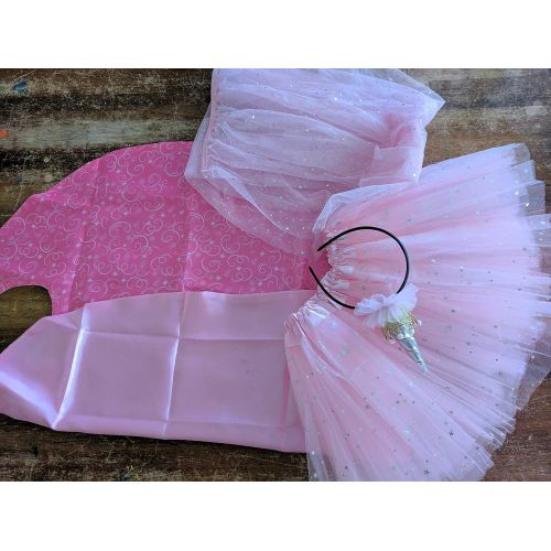  Unicorn Headband, Pink Tutu, Super Hero Cape Toddler Dress Up Set for 2 Through 7 Year Old Girls.