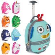 Unicorn Boppi Tiny Trekker Kids Luggage Travel Suitcase Carry On Cabin Bag Holiday Pull Along Trolley Lighweight Wheeled Holdall 17 Litre Hand Case - Robot