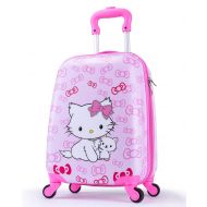 Unicorn Girls Suitcase Hardshell Spinner Wheels - Kids Luggage 18 inch Carry On Bowknot Cat Travel Trolley LeLeTian