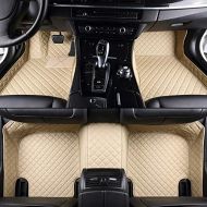 Unicozy Custom Car Floor Mat Front and Rear Liners All Weather for Cadillac CTS 4 Door 2014-2019(Beige)