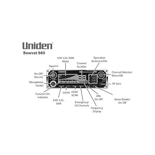  Uniden BEARCAT 980 40- Channel SSB CB Radio with Sideband NOAA WeatherBand,7- Color Digital Display PA/CB Switch and Noise Cancelling Mic, Wireless Mic Compatible