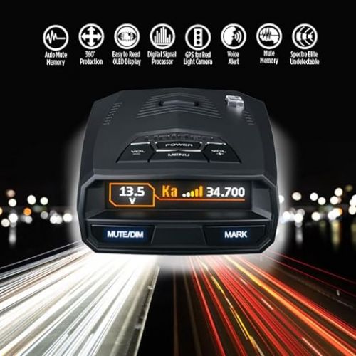  UNIDEN R4 Extreme Long-Range Laser/Radar Detector, Record Shattering Performance, Built-in GPS w/AUTO Mute Memory, Voice Alerts, Red Light & Speed Camera Alerts, Multi-Color OLED Display
