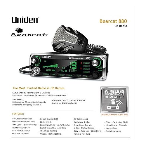  Uniden Bearcat 880 CB Radio and Uniden (BC15) Bearcat 15-Watt External Communications Speaker Bundle