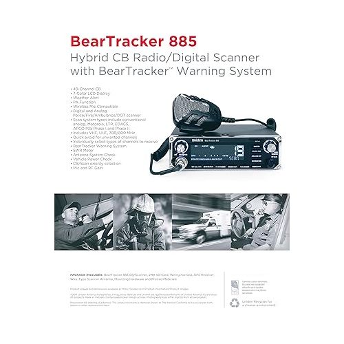  Uniden BEARTRACKER 885 Hybrid Full-Featured CB Radio + Digital TrunkTracking Police/Fire/Ambulance & (BC20) Bearcat 20-Watt External Communications Speaker. Durable Rugged Design