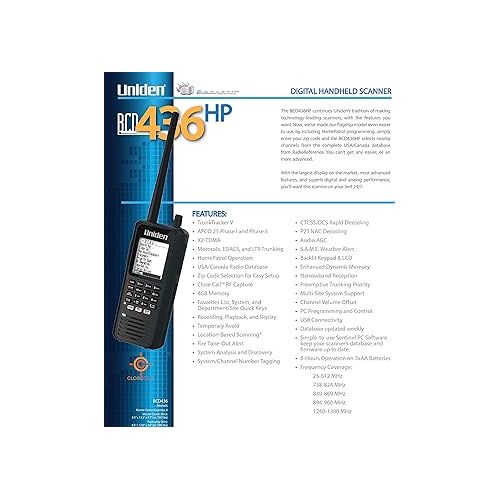  Uniden BCD436HP Digital Handheld Scanner Bundle with Energizer Rechargeable Battery Charger and Batteries