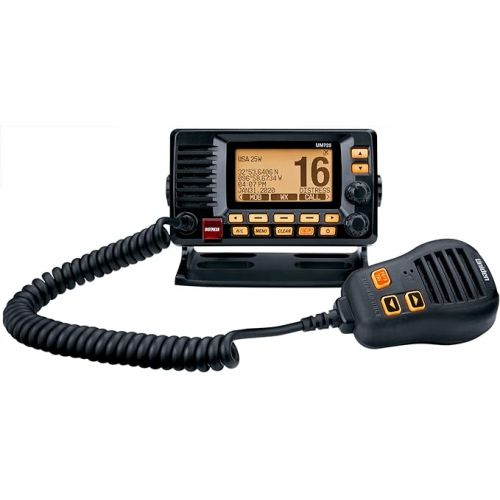  Uniden UM725BK Marine VHF Radio, All USA, Canada, and Int'l. Marine Channels, 1Watt/25Watt Transmit Power, Largest LCD Screen in Class, NOAA Weather Channels w/Alerts, Speaker Mic, IPX8 Waterproof.